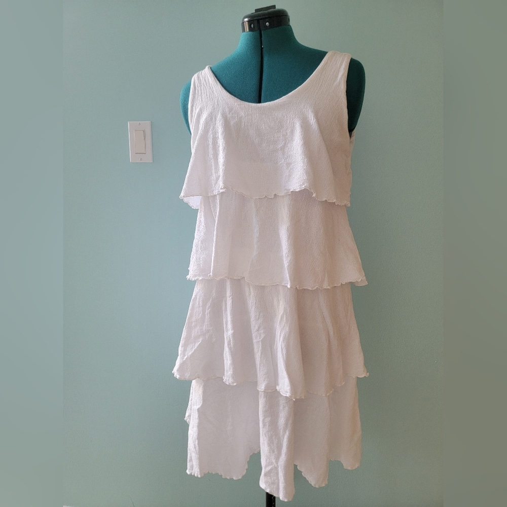 Beachy Pure Cotton White Ruffle Tiered Dress